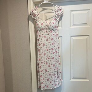 No Boundaries Pink and White Floral Midi Dress